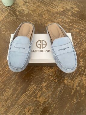 Giani Bernini Light Blue Suede Mule Loafers